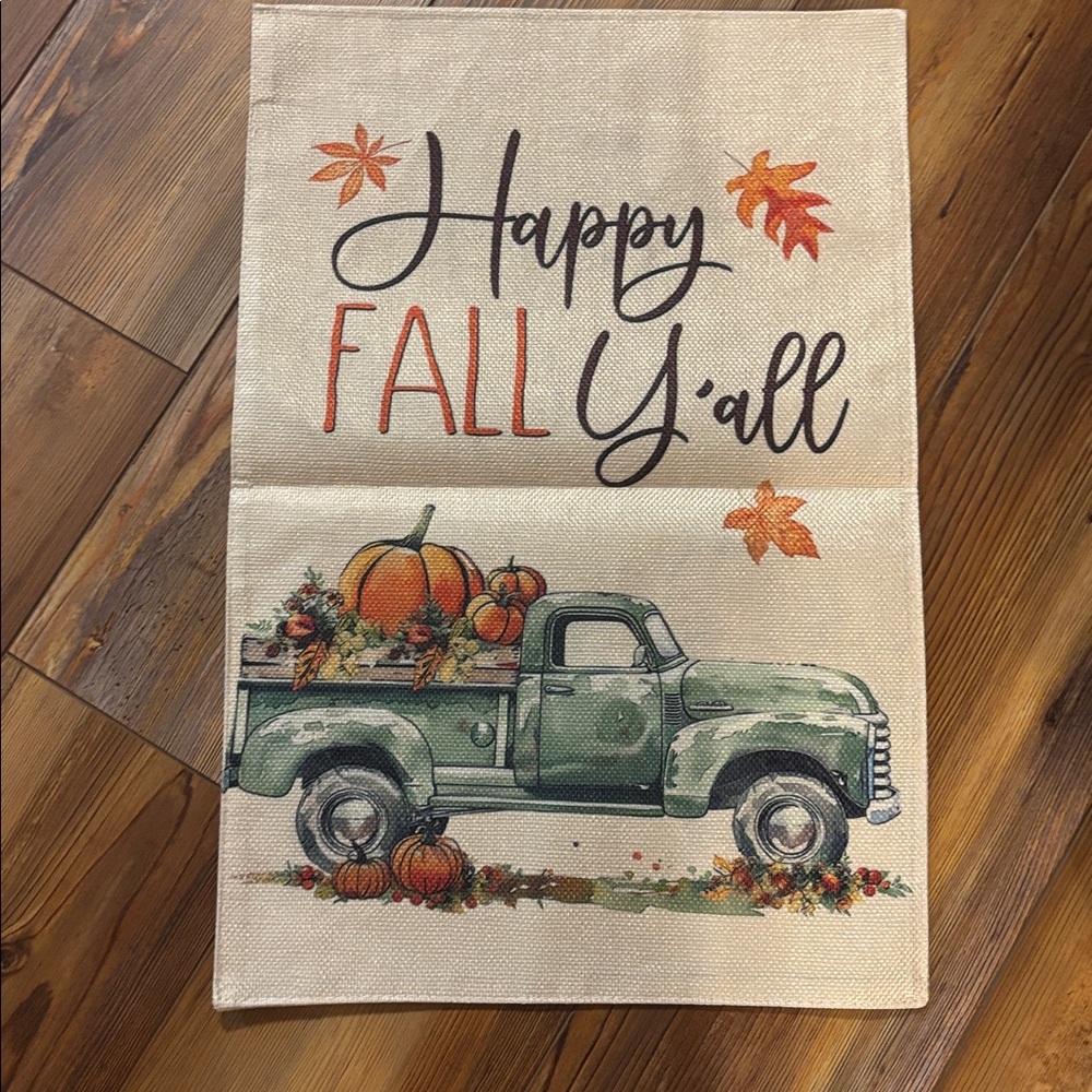 Fall Themed Decorative garden flag with Green Truck